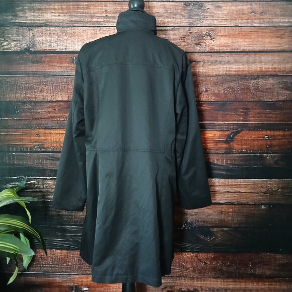 Eddie Bauer Jacket XL Black Lined Rain Trench Coat - Picture 6 of 12